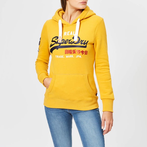 Superdry Women's Vintage Logo Bonded Satin Entry Hoodie - Golden Ochre