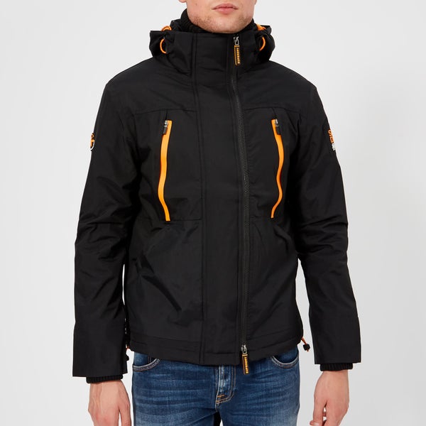 Superdry Men's Hooded Polar Wind Attacker Jacket - Black/Orange