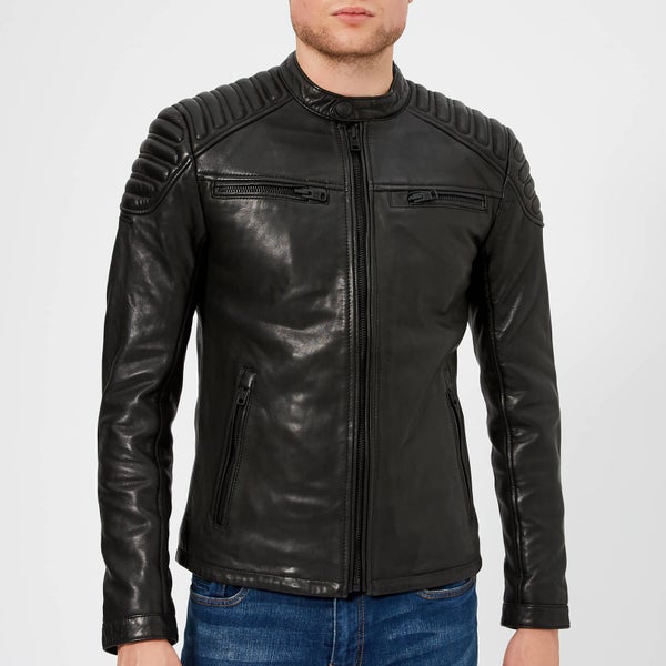 Superdry Men's New Hero Leather Jacket - Black