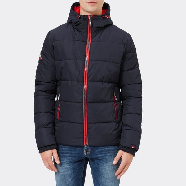 Superdry Men's Sports Puffer Jacket - Navy/Bright Red