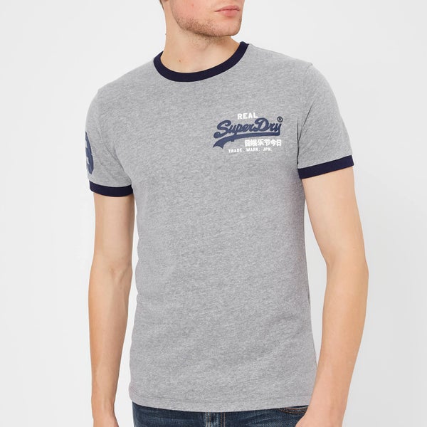 Superdry Men's Vintage Logo Ringer T-Shirt - Blizzard Grey Marl