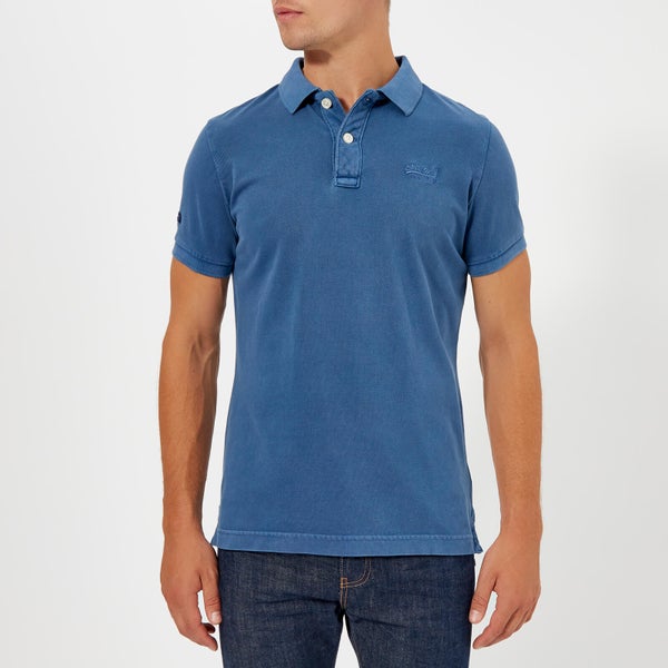 Superdry Men's Vintage Destroy Short Sleeve Pique Polo Shirt - Anchor Blue