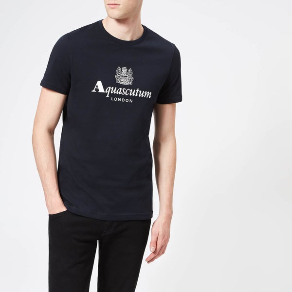Aquascutum Men's Griffin Crew Neck Logo Short Sleeve T-Shirt - Navy