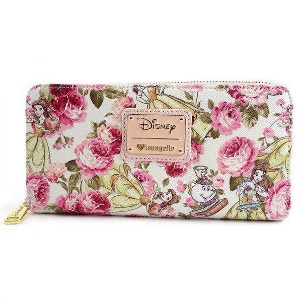 Loungefly Disney Beauty and the Beast Character Floral AOP Wallet