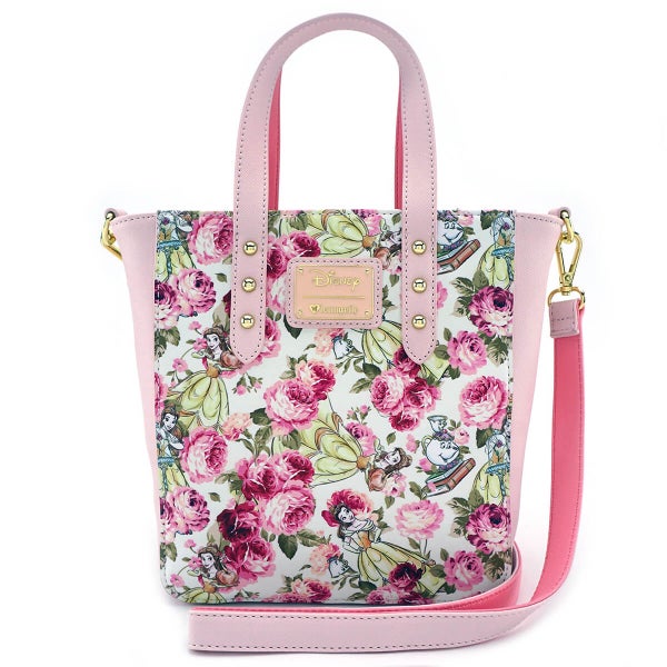 Loungefly Disney Beauty and the Beast Character Floral AOP Tote Bag