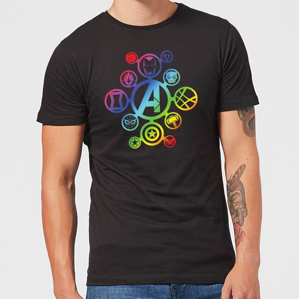 Avengers Rainbow Icon Men's T-Shirt - Black