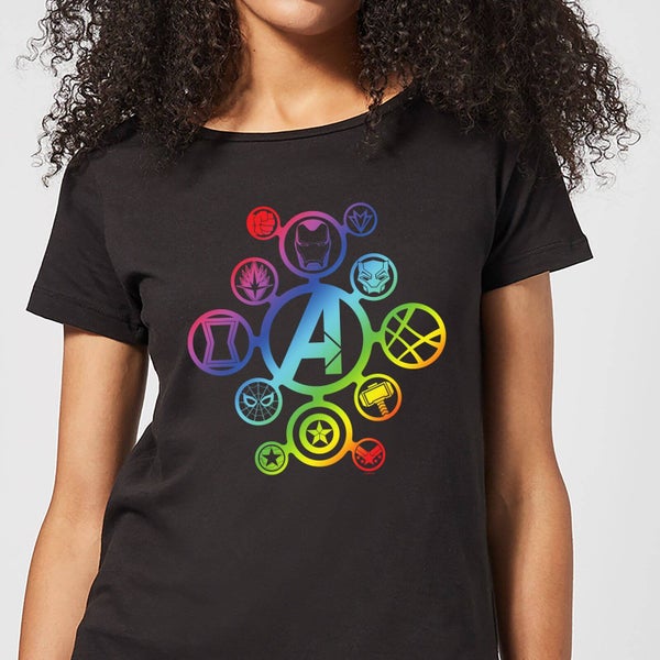 Avengers Rainbow Icon Damen T-Shirt - Schwarz