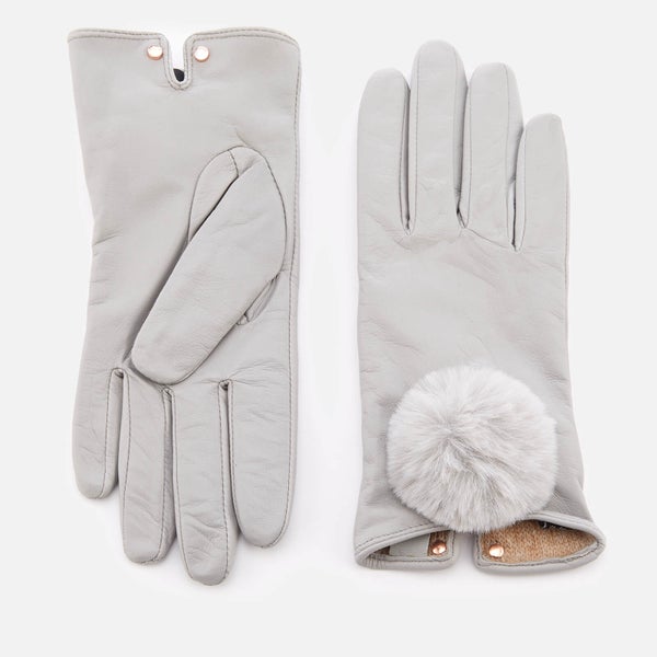 Ted Baker Women's Nacy Pom Pom Leather Gloves - Grey