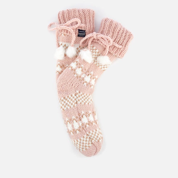 Superdry Women's Sparkle Fairisle Slipper Socks - Pink/Rose Gold