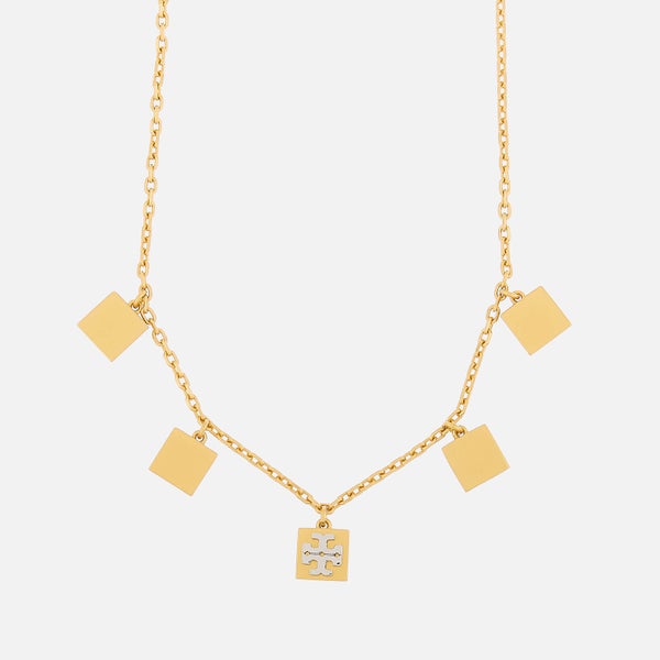 Tory Burch Women's Block-T Logo Charm Necklace - Tory Gold/Silver