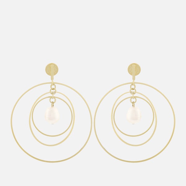 Tory Burch Women's Multi-Hoop Pearl Earrings - Pearl/Shiny Brass