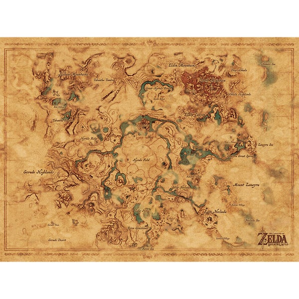 The Legend Of Zelda: Breath Of The Wild (Hyrule World Map)
