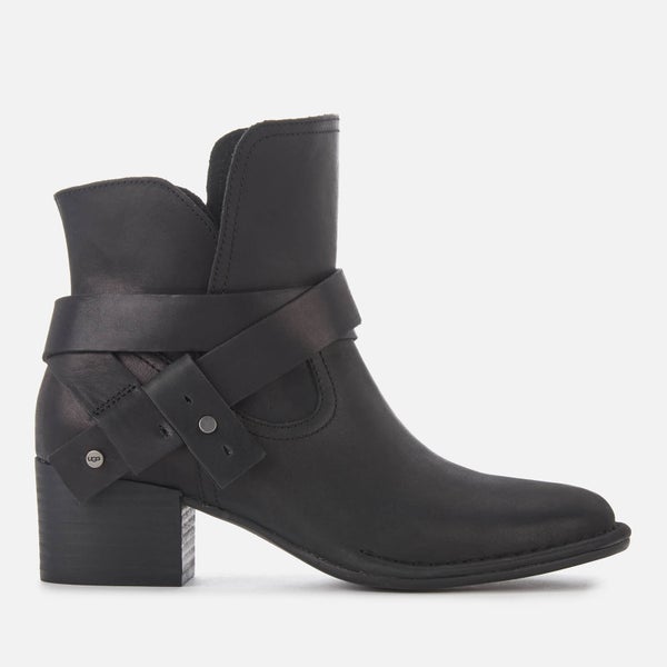 UGG Women's Elysian Leather Heeled Ankle Boots - Black