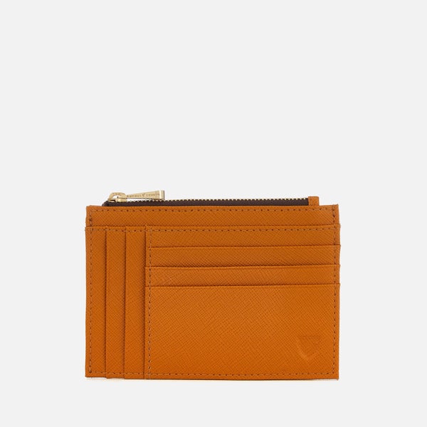 Aspinal of London Women's Double Sided Zip Card Holder - Mustard