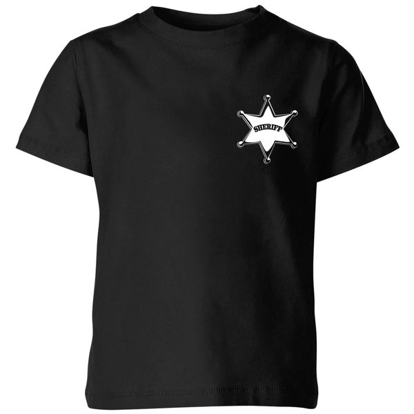 Toy Story Sheriff Woody Badge Kinder T-shirt - Zwart