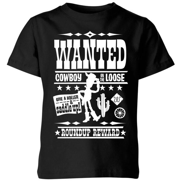 Toy Story Wanted Poster Kinder T-shirt - Zwart