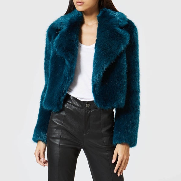 MICHAEL MICHAEL KORS Women's Cropped Fur Jacket - Lux Teal