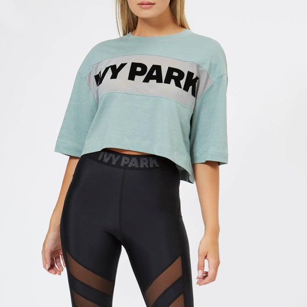 Ivy Park Women's Sheer Flocked Logo Cropped T-Shirt - Chinois Green