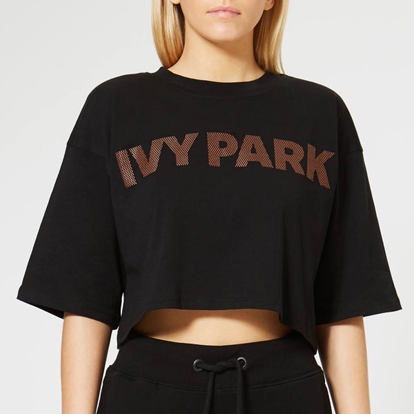 Ivy Park Women's Metallic Logo Crop T-Shirt - Black