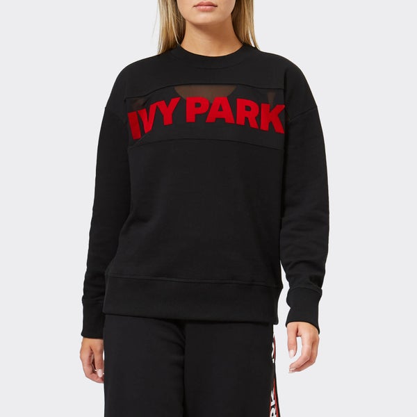 Ivy Park Women's Sheer Flocked Logo Sweatshirt - Black