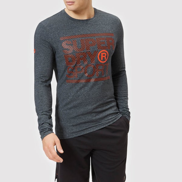 Superdry Sport Men's Core Long Sleeve Graphic Top - Black/White