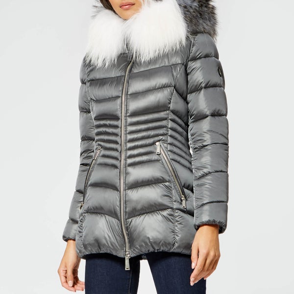 Froccella Women's Mid Quilted Parka - Grey/Multi Fur