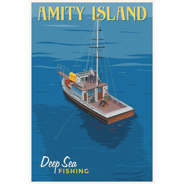 Affiche Les Dents de la Mer "Deep Sea Fishing" par Steve Thomas - Édition Limitée 33 cm x 46 cm - Exclusivité SDCC