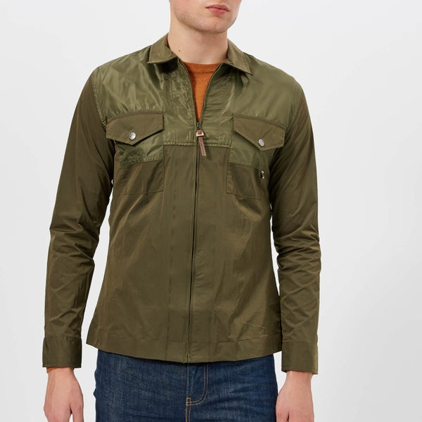 Pretty Green Men's Robina Zip Through Overshirt - Khaki