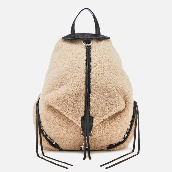 Rebecca Minkoff Women's Shearling Julian Side Zip Backpack - Natural