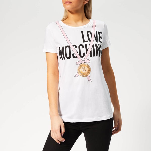 Love Moschino Women's Medal T-Shirt - Optical White