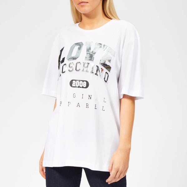 Love Moschino Women's Logo Embossed T-Shirt - Optical White