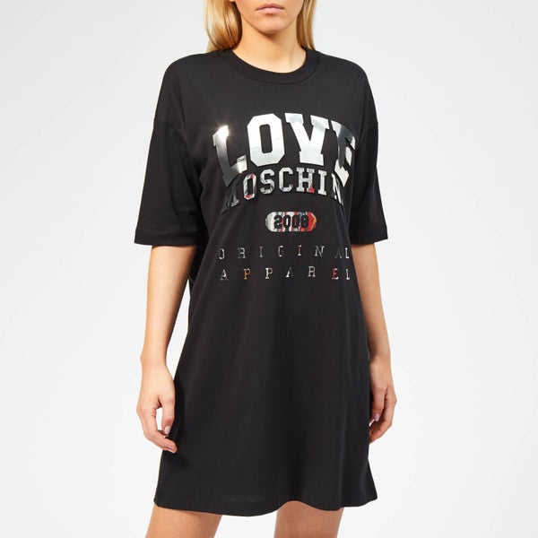 Love Moschino Women's Logo Embossed T-Shirt Dress - Black