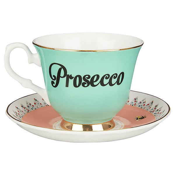 Yvonne Ellen Prosecco Teacup and Saucer - Green