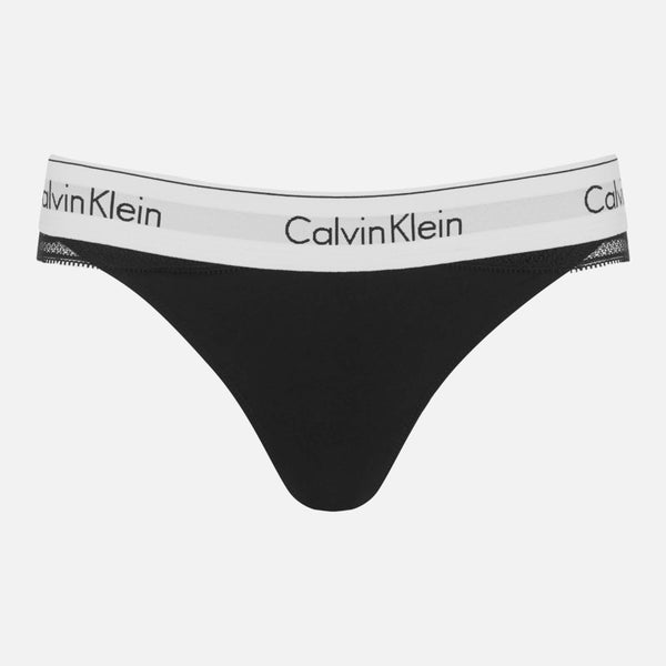 Calvin Klein Women's CK Logo Thong - Black