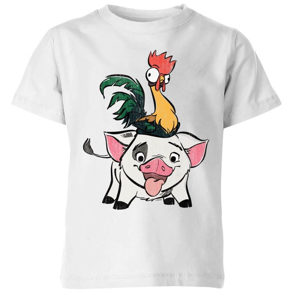 Moana Hei Hei And Pua Kinder T-shirt - Wit