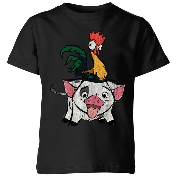 T-Shirt Enfant Hei Hei et Pua Vaiana, la Légende du bout du monde Disney - Noir