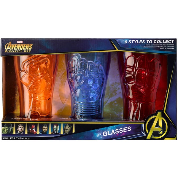 Meta Merch Marvel Infinity Stone Glasses - Iron Man, Captain America and Iron Spider
