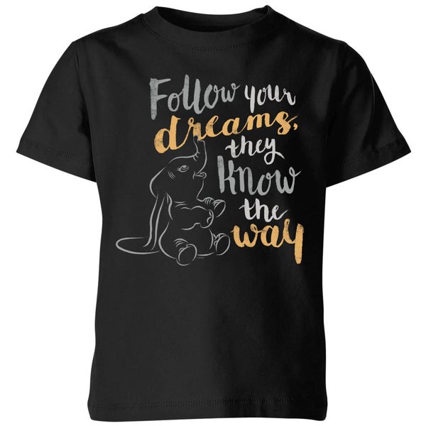 Dumbo Follow Your Dreams Kids' T-Shirt - Black