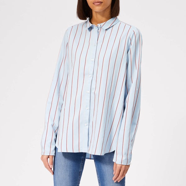 Gestuz Women's Chemise Shirt - Light Blue with Stripes