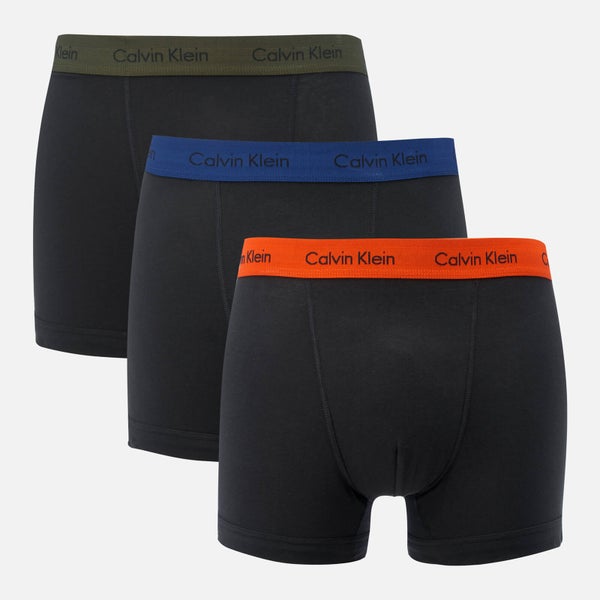 Calvin Klein Men's 3 Pack Boxer Trunks - Forest Night/Dark Night/Orange