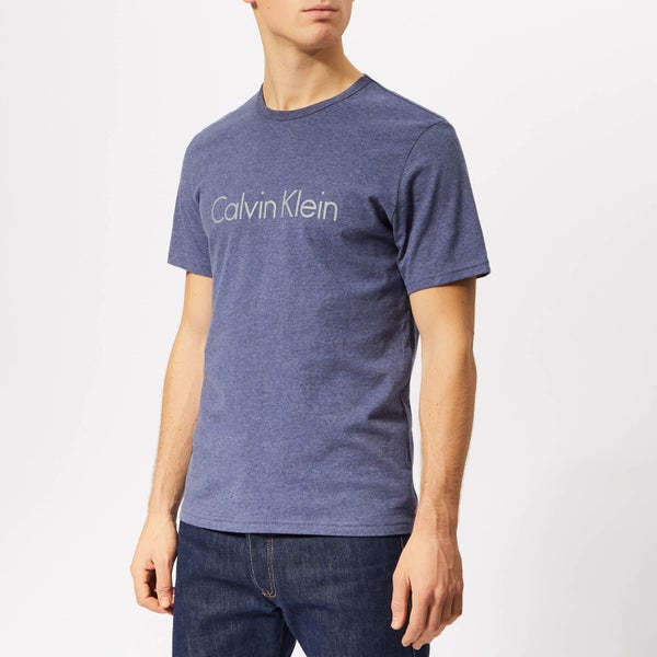 Calvin Klein Men's Short Sleeve Crew Neck Logo T-Shirt - Placid Heather