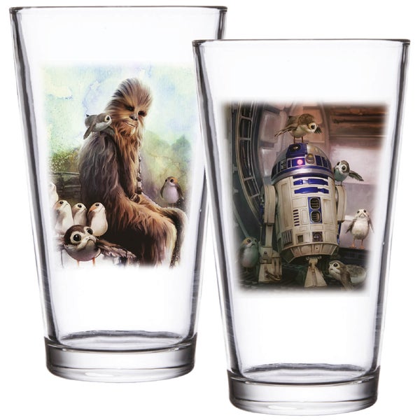 Funko Homeware Star Wars: The Last Jedi Set of 2 Pint Glasses - Chewbacca & R2-D2