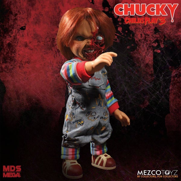Mezco Child's Play Pizza Face Chucky Talking Puppe 113 cm