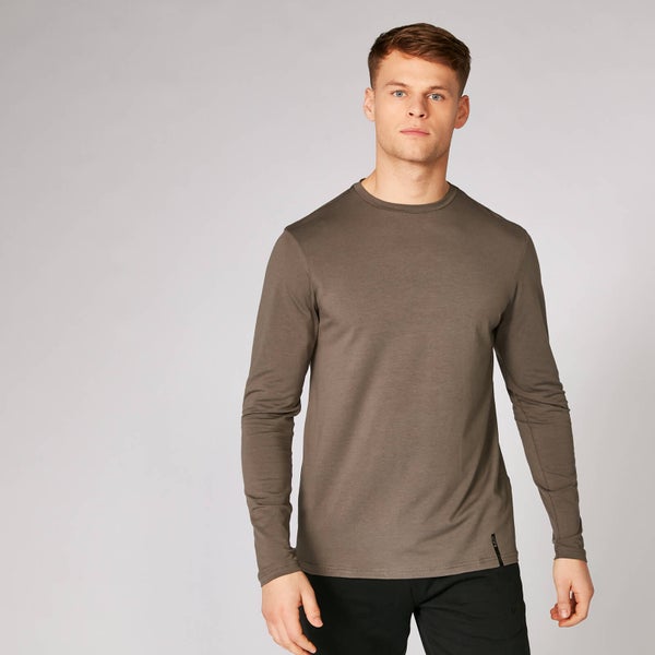 Luxe Classic Long-Sleeve Crew - Driftwood - XS