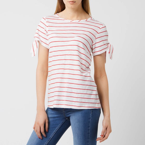 Joules Women's Tiggy Tie Sleeve Jersey Top - White Red Stripe