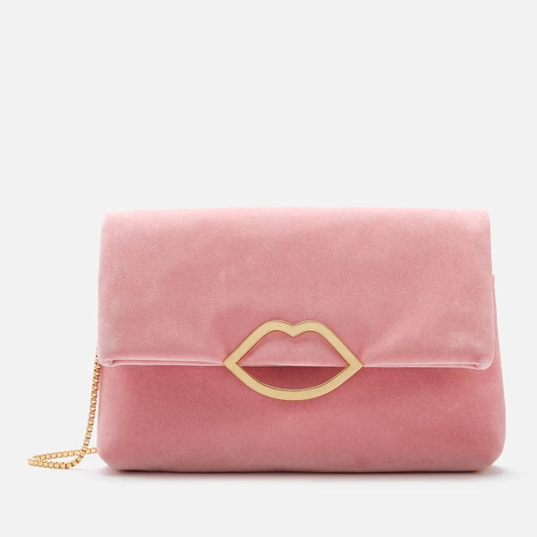 Lulu Guinness Women's Half Covered Lip Velvet Issy Clutch Bag - Dusky Pink