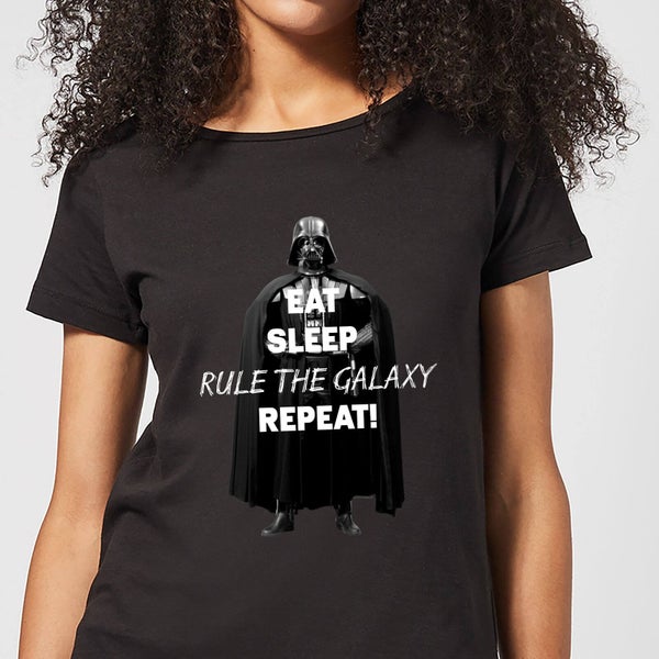 T-Shirt Femme Eat Sleep Rule The Galaxy Repeat Star Wars Classic - Noir