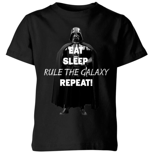 T-Shirt Enfant Eat Sleep Rule The Galaxy Repeat Star Wars Classic - Noir