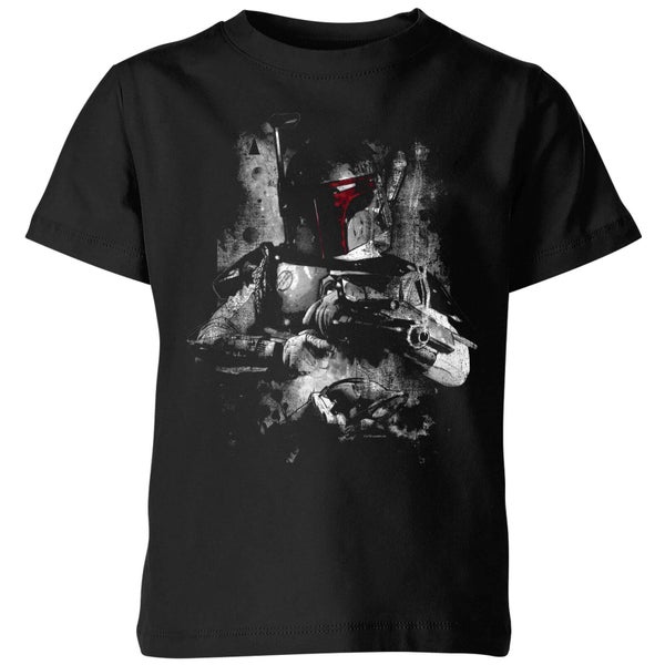 T-Shirt Enfant Boba Fett Distressed Star Wars Classic - Noir