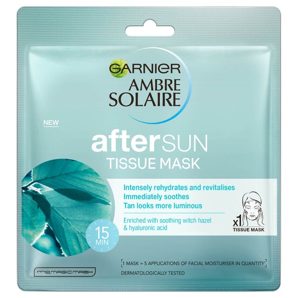 Garnier Ambre Solaire After Sun Cooling Face Sheet Masks (pakke med 5)